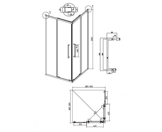 Душевое ограждение Grossman Cosmo 300.K33.02.9090.10.00 90х90х195 см квадрат раздвижная хром стекло прозрачное_, изображение 11