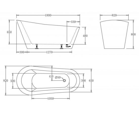 Акриловая ванна без перелива BelBagno BB63-1800-W0 1800х870х850_, изображение 4