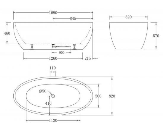 Акриловая ванна без перелива BelBagno BB69-1700-W0 1700x820x600_, изображение 4