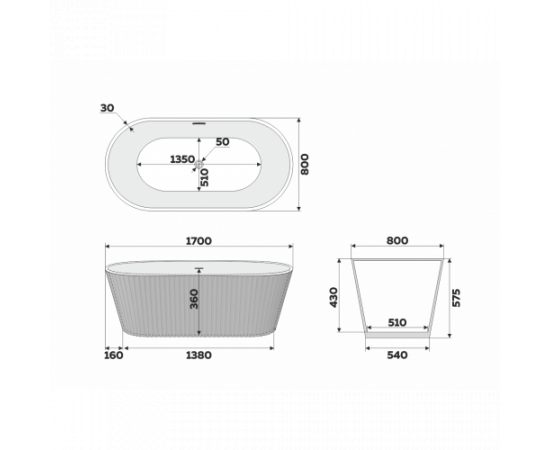Ванна отдельностоящая акриловая Delice Caresse 170х80 розовая матовая DLR440101P_, изображение 4