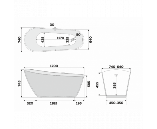 Ванна отдельностоящая акриловая Delice Riviera 170х74 черная матовая DLR440103Bk_, изображение 4