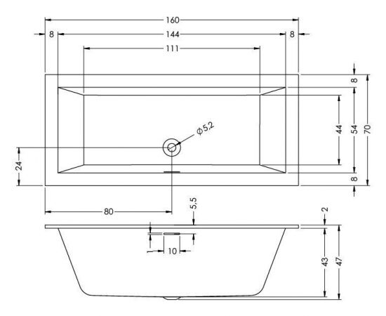 Ванна RIHO RETHINK CUBIC B104001005 160x70_, изображение 2