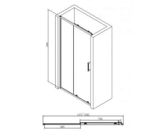 Душевая дверь ABBER Schwarzer Diamant AG30150B_, изображение 5