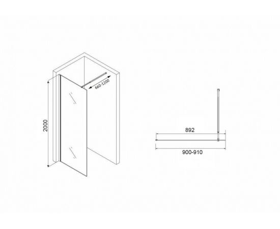 Душевая перегородка Abber Immer Offen AG61091R8_, изображение 4