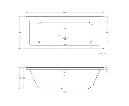 Акриловая ванна CEZARES PLANE-170-70-45-W37_, изображение 3