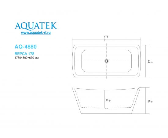 Ванна акриловая Aquatek AQ-4880 ВЕРСА 1780х800х630_, изображение 4