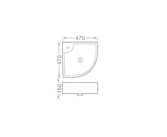 Раковина подвесная угловая Aquatek AQ5166B-00 470х470х150 мм_, изображение 2