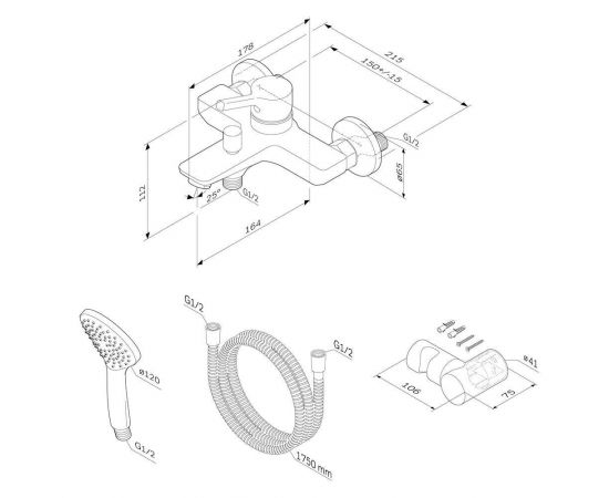 Смеситель для ванны и душа AM.PM X-Joy S F85B15000_, изображение 3