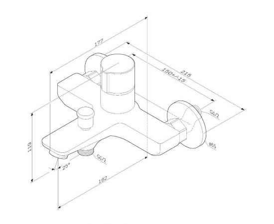 Смеситель для ванны и душа AM.PM X-Joy F85A10500_, изображение 13