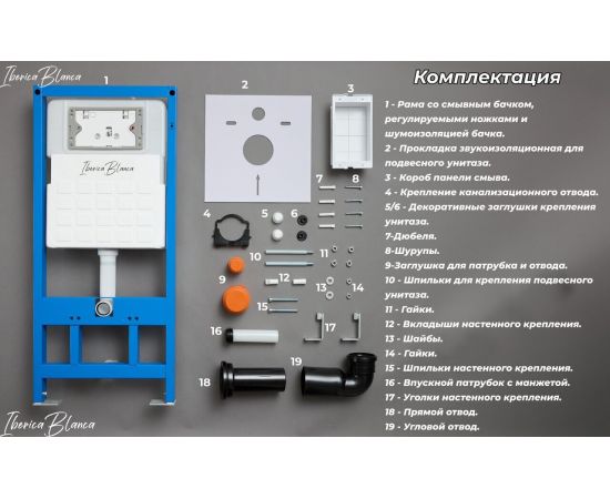 Cистема инсталляции Iberica Blanca SILENCIO для подвесного унитаза с механическим управлением_, изображение 7
