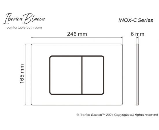 Клавиша смыва 246 х 165 мм Iberica Blanca INOX-C хром матовый нержавеющая сталь_, изображение 6