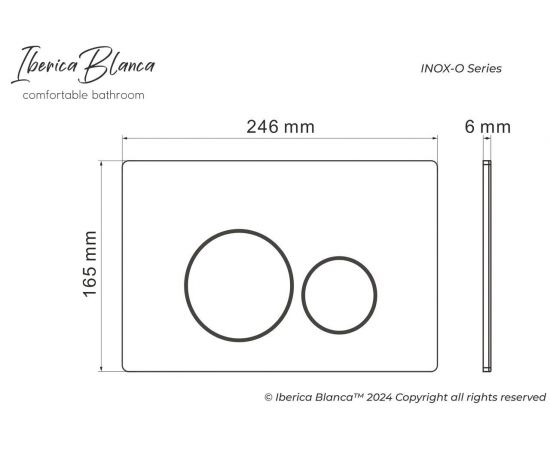 Клавиша смыва 246 х 165 мм Iberica Blanca INOX-O  хром матовый нержавеющая сталь I_, изображение 6