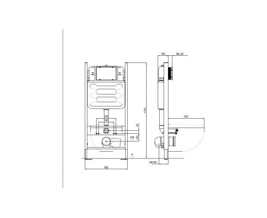 Инсталляция для подвесного унитаза (без верхней планки) Aquatek ECO Standart 1130х500х100 мм_, изображение 3