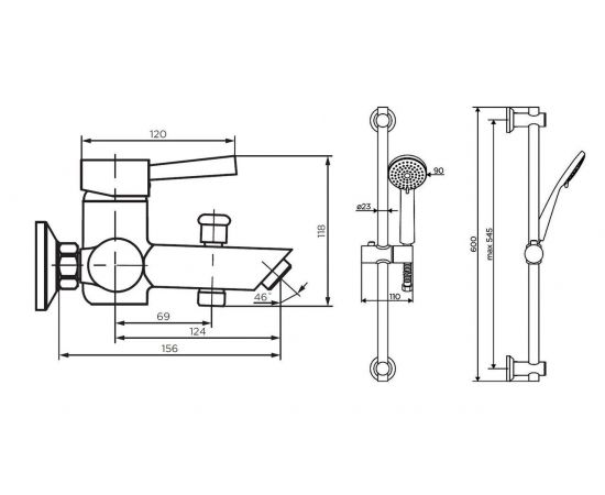 Смеситель для ванны и душа Dorff Logic NEW D0103030SS_, изображение 5