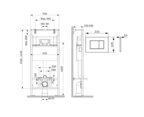 Инсталляция AM.PM MasterFit I012710.0238 для подвесного унитаза с клавишей ProC S матовый черный_, изображение 3