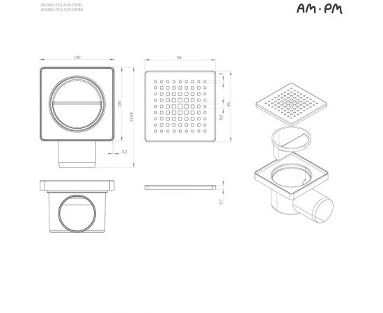 Трап для душа точечный AM.PM PrimeFlow W02BD-P11-010-01BM мокрый затвор Cut Gradient 10 см_, изображение 13