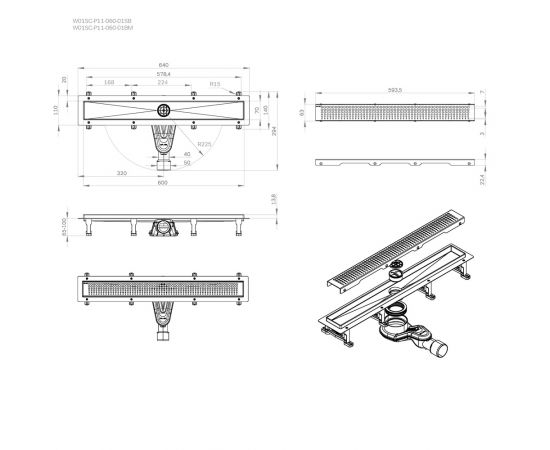 Трап для душа линейный AM.PM MasterFlow W01SC-P11-060-01SB универсальный затвор Cut Gradient 60 см_, изображение 13