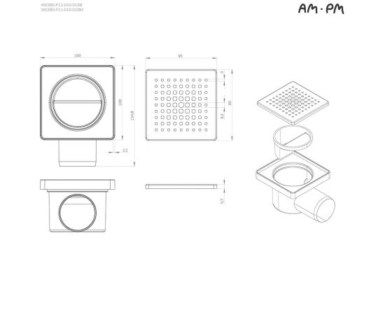 Трап для душа точечный AM.PM PrimeFlow W02BD-P11-010-01SB мокрый затвор Cut Gradient 10 см_, изображение 13