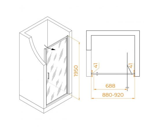 Душевая дверь RGW SV-05 90 прозрачное_, изображение 2