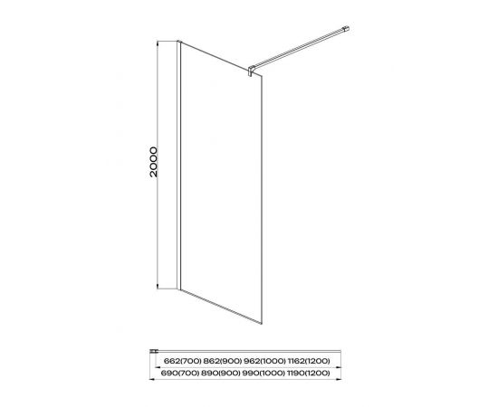 Душевая перегородка Aquatek AQ WIW 07020CH Walk in с держателем 700x2000 профиль хром стекло прозрачное_, изображение 3