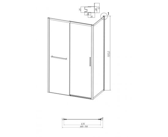 Боковая стенка Grossman 200.K33.05.70.21.10 Style 70х195 см черный матовый стекло тонированное_, изображение 12