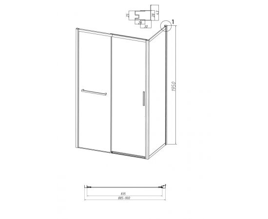 Боковая стенка Grossman 200.K33.05.90.10.00 Style 90х195 см хром стекло прозрачное_, изображение 12