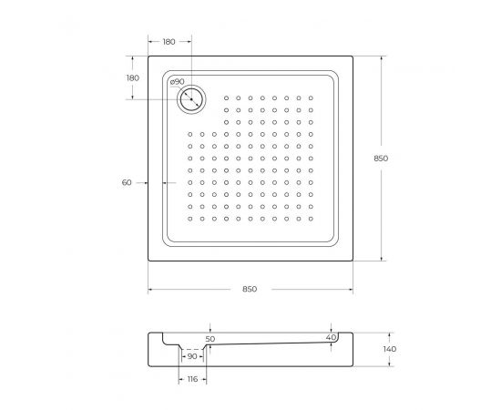 Акриловый поддон Cezares TRAY-A-A-85-15-W_, изображение 3