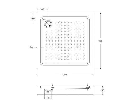 Акриловый поддон Cezares TRAY-A-A-90-15-W0_, изображение 2