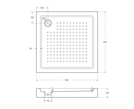 Акриловый поддон Cezares TRAY-A-A-95-15-W_, изображение 2