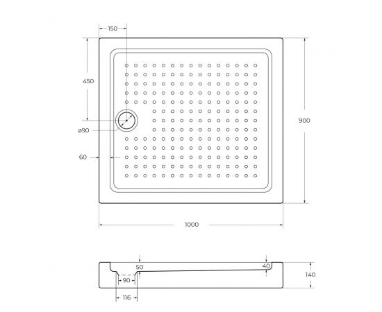 Акриловый поддон Cezares TRAY-A-AH-100/90-15-W_, изображение 2