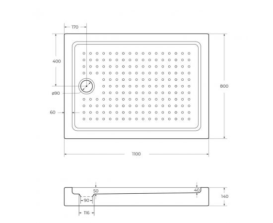 Акриловый поддон Cezares TRAY-A-AH-110/80-15-W_, изображение 2