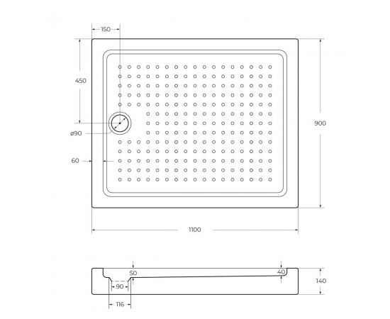 Акриловый поддон Cezares TRAY-A-AH-110/90-15-W_, изображение 2