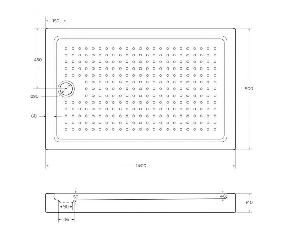 Акриловый поддон Cezares TRAY-A-AH-140/90-15-W_, изображение 2