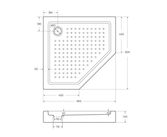 Акриловый поддон Cezares TRAY-A-P-90-15-W0_, изображение 5