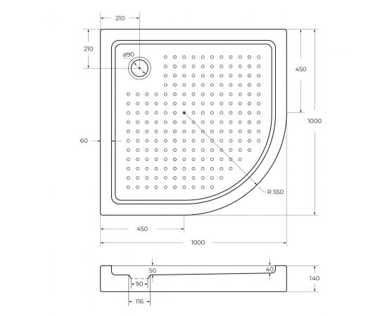 Акриловый поддон Cezares TRAY-A-R-100-550-15-W0_, изображение 2