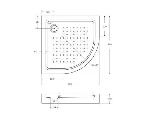 Акриловый поддон Cezares TRAY-A-R-85-550-15-W_, изображение 2