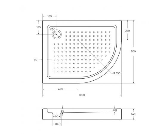 Акриловый поддон Cezares TRAY-A-RH-100/80-550-15-W-L_, изображение 2