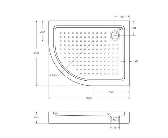 Акриловый поддон Cezares TRAY-A-RH-100/80-550-15-W-R_, изображение 2