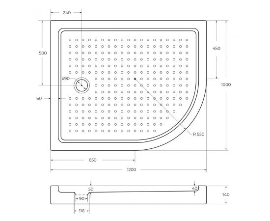 Акриловый поддон Cezares TRAY-A-RH-120/100-550-15-W-L_, изображение 2