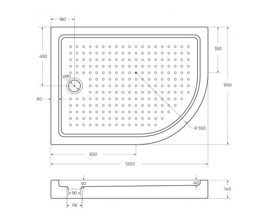 Акриловый поддон Cezares TRAY-A-RH-120/90-550-15-W-L_, изображение 2