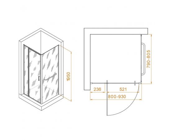 Душевой уголок RGW Passage PA-078-1B (RGW PA-008B + Z-060-2B) 3508078188-14_, изображение 2