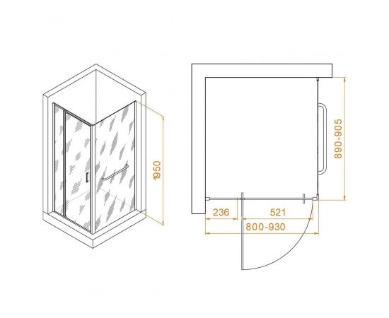 Душевой уголок RGW Passage PA-078-1B (RGW PA-008B + Z-060-2B) 3508078189-14_, изображение 2