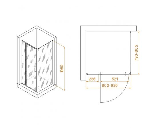 Душевой уголок RGW Passage PA-078B (RGW PA-008B + Z-050-2B) 350807888-14_, изображение 2