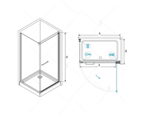 Душевой уголок RGW Passage PA-48-1 (PA-03 + Z-060-1 + держатель) 040848199-011_, изображение 2