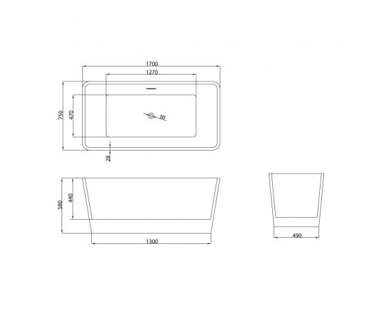 Ванна отдельностоящая Grossman GR-2022 Cristal 170x75x58_, изображение 7