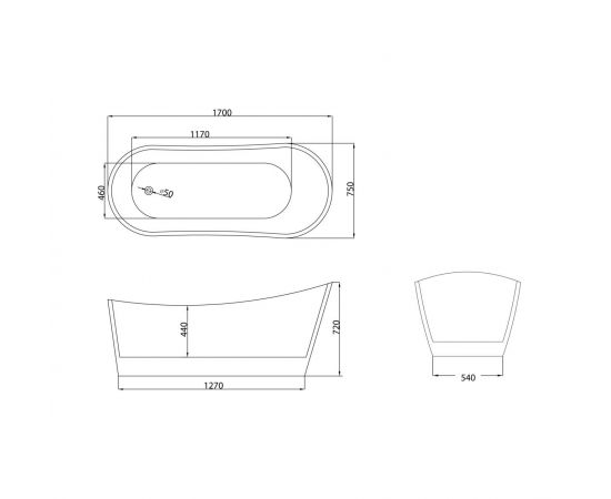 Ванна отдельностоящая Grossman GR-2102 Galaxy 170x75x72_, изображение 7