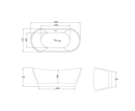 Ванна отдельностоящая Grossman GR-2103 Galaxy 180x77x72_, изображение 7