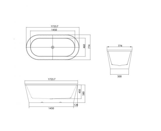 Ванна отдельностоящая Grossman GR-27021MB Forta 170x75x58_, изображение 7