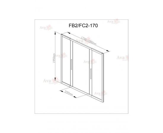 Душевая дверь в нишу AvaCan FB2 170-190 MT_, изображение 12