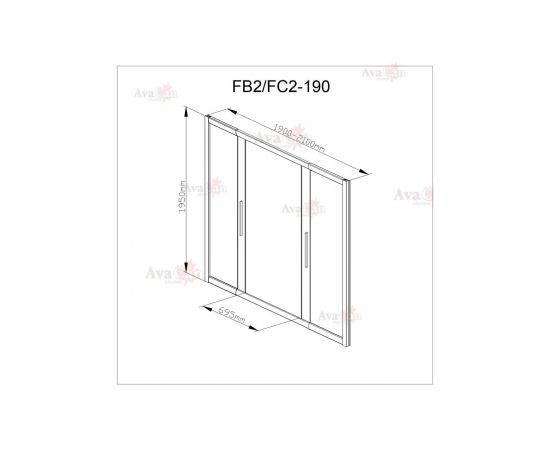 Душевая дверь в нишу AvaCan FB2 190-210 MT_, изображение 10